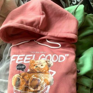 Áo hoodie nỉ logo in feel good form đẹp