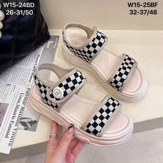 Sandal trẻ em đế Bằng Họa Tiết Sọc Caro Thời Trang