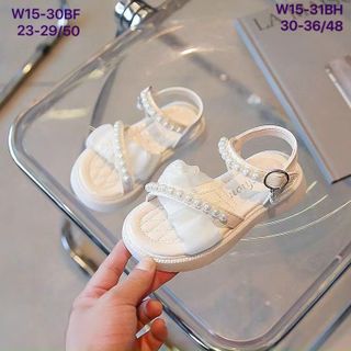 Sandal trẻ em quai nhún phối ngọc trai dễ thương