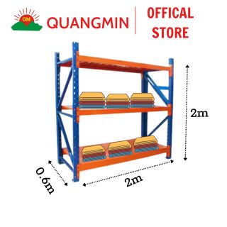 KỆ SẮT ĐA NĂNG ĐỂ HÀNG 4 tầng Quang Min, dài 2m, rộng 0.6m, cao 2m, kệ chứa hàng LẮP GHÉP THÔNG MINH hiện đại chịu tải 200kg/tầng giá sỉ