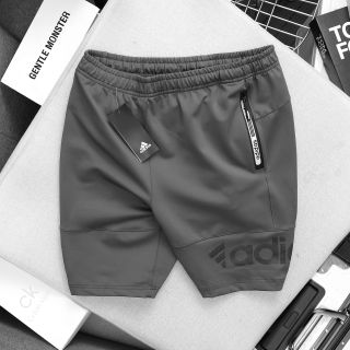 Quần short thun nam, quần đùi thể thao chất thun poly 2 da trơn láng, co giãn 4c, 3 túi khoá kéo size từ 50kg - 88kg