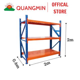 KỆ SẮT ĐA NĂNG ĐỂ HÀNG 3 tầng Quang Min, dài 2m, rộng 0.6m, cao 2m, kệ chứa hàng LẮP GHÉP THÔNG MINH hiện đại chịu tải 200kg/tầng giá sỉ