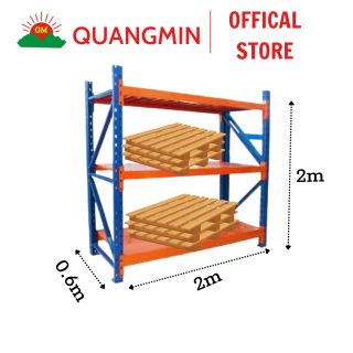 KỆ SẮT ĐA NĂNG ĐỂ HÀNG 4 tầng Quang Min, dài 2m, rộng 0.6m, cao 2m, kệ chứa hàng LẮP GHÉP THÔNG MINH hiện đại chịu tải 100kg/tầng giá sỉ