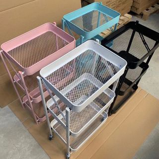 Kệ xe đẩy 3 Tầng, kệ để đồ làm tóc GẤP GỌN có bánh xe BẮNG SẮT
