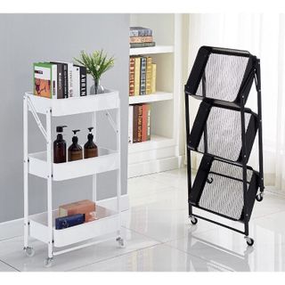 Kệ xe đẩy 3 Tầng, kệ để đồ làm tóc GẤP GỌN có bánh xe BẮNG SẮT