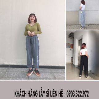 Quần bo chân nữ thể thao vải dày không xù lông,thiêu chữ PHARAGAP, đi chơi , đi làm BC02
