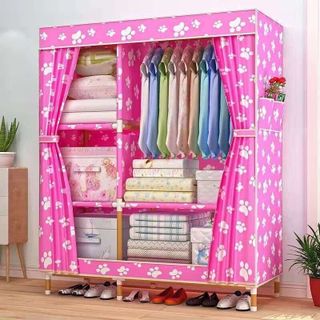 Tủ vải đựng quần áo khung gỗ 2 buồng