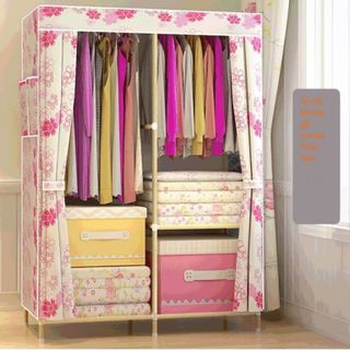 Tủ vải đựng quần áo khung gỗ 2 buồng