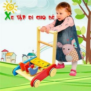 xe gỗ tập đi cho bé, xe gà tập đi