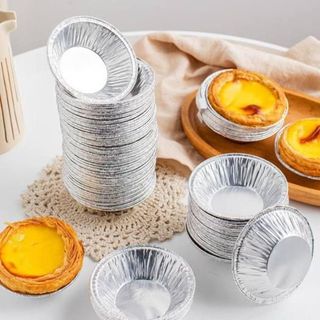 img Set 50 Đế Cốc Chén Giấy Bạc Lót Khuôn Nướng Bánh Tart Trứng, Dùng 1 Lần