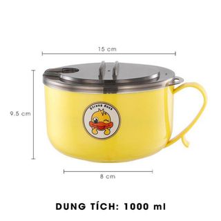 Ca ăn mì lòng inox có nắp đậy Vịt Vàng 15cm, Tô mì vịt vàng 15cm