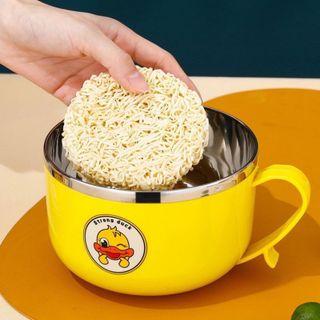 Ca ăn mì lòng inox có nắp đậy Vịt Vàng 15cm, Tô mì vịt vàng 15cm