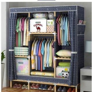 Tủ Vải 3 Buồng Khung Gỗ để quần áo