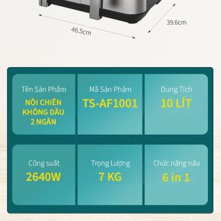 NỒI CHIÊN KHÔNG DẦU 2 NGĂN TSUKI TS - AF1001