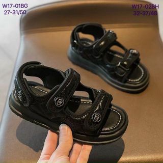 Sandal trẻ em chất da mềm 2 quai ngang đế bánh mỳ có quai hậu