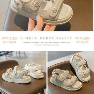 Sandal trẻ em chất da mềm 2 quai ngang đế bánh mỳ có quai hậu