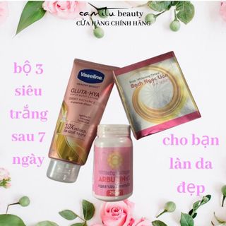 trọn bộ siêu trắng nhanh 3 món (vaselinee+abutin 250g+bạch ngoc liên) màu hồng trang sau 3 ngay