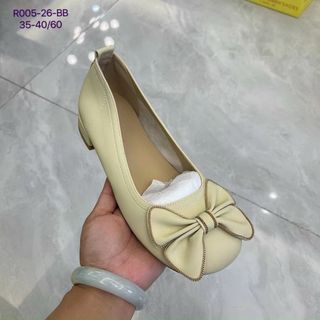 Giày búp bê nữ gót vuông thấp có quai ngang dán