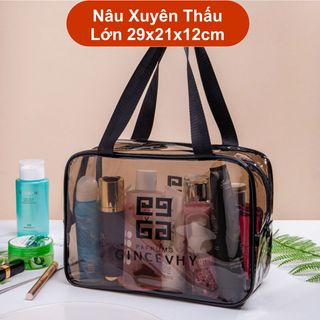 combo 3 túi đựng mỹ phẩm Nâu Trong Suốt Giá Rẻ