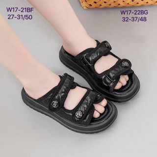 Sandal trẻ em chất da mềm 2 quai ngang đế bánh mỳ