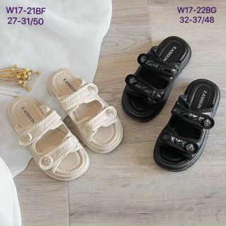 Sandal trẻ em chất da mềm 2 quai ngang đế bánh mỳ