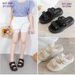 Sandal trẻ em chất da mềm 2 quai ngang đế bánh mỳ