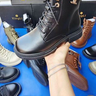 Giày boots nữ cổ thấp kiểu buộc dây đẹp