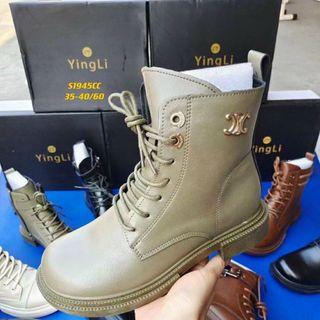 Giày boots nữ cổ thấp kiểu buộc dây đẹp