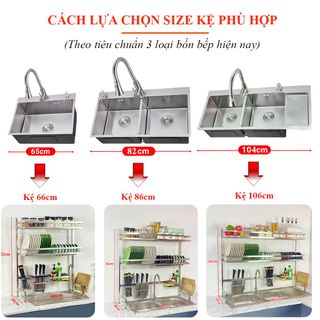 Kệ inox đựng chén bát đa năng Foodcom - Made in Việt Nam - Loại 1 tầng và 2 tầng - Giá sỉ