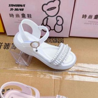 Sandal trẻ em /bé gái quai ngang nhún đính ngọc trai