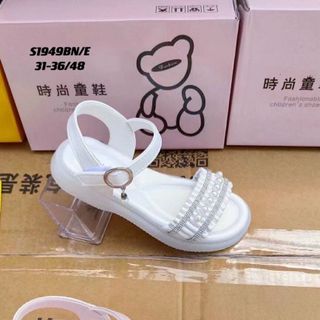 Sandal trẻ em /bé gái quai ngang nhún đính ngọc trai