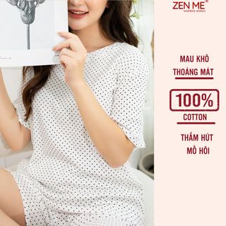 Đồ bộ mặc nhà nữ cotton Zen Me phong cách dễ thương dáng cộc tay cho mùa hè giá sỉ