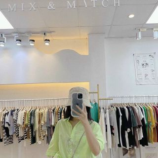 Áo somi tay ngắn trơn lệch viền
