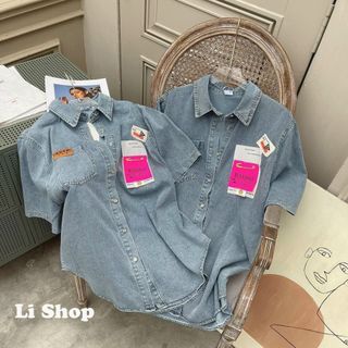 Áo somi jean thêu hàng jean cotton xịn