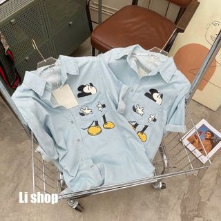Áo somi jean thêu hàng jean cotton xịn