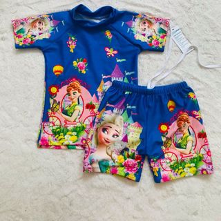 Bộ bơi bé gái áo tay ngắn quần đùi có dây rút hình esa