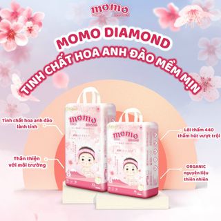 Tả/Bỉm Momo Diamond Organic dán/quần S64/M62/M60/L54/XL50/XXL48/XXXL46