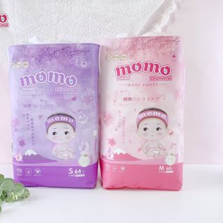 Tả/Bỉm Momo Diamond Organic dán/quần S64/M62/M60/L54/XL50/XXL48/XXXL46