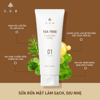 Sữa rửa mặt làm sạch và giảm mụn S.O.B Tea Tree Cleansing Foam