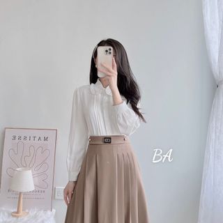 Chân váy xòe xếp ly dáng dài