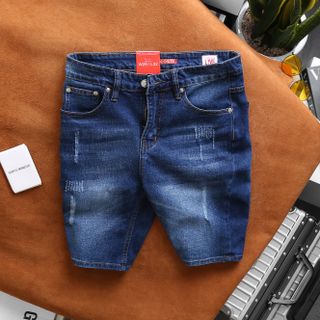 quần short jean nam chất jean co giản xịn sò dày dặn fom slim ngang gối, jean đã qua xử lý wash mền mịn size từ 55kg - 90kg