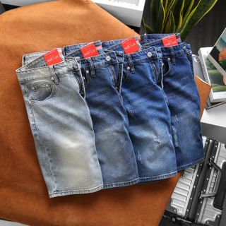 quần short jean nam chất jean co giản xịn sò dày dặn fom slim ngang gối, jean đã qua xử lý wash mền mịn size từ 55kg - 90kg