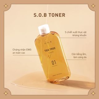 Nước cân bằng dưỡng da, giảm mụn S.O.B Tea Tree Toner