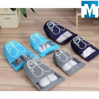 Túi Đựng Giày Dép Có Dây Rút, Chống Bụi, Chất Liệu Vải Không Dệt, Có Lớp Nhựa Trong Suốt Tiện Lợi ( size 43x32 )