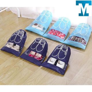 Túi Đựng Giày Dép Có Dây Rút, Chống Bụi, Chất Liệu Vải Không Dệt, Có Lớp Nhựa Trong Suốt Tiện Lợi ( size 43x32 )