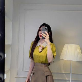 Chân váy xòe dài nắp túi giả