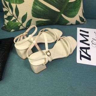 Sandal gót vuông 5cm 2 quai ngang CG0029