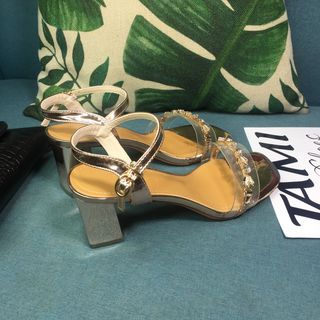 Sandal nữ cao gót trong quai trong đính nơ đá CG0028