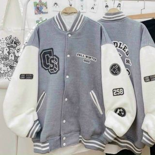 Áo khoác bomber nỉ log CS form rộng, mịn mát