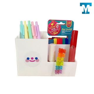 Ống đựng bút để bàn Sumi B1 3 ngăn màu trắng, lọ cắm bút cute nhựa chắc chắn